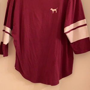 Pink 3/4 Sleeve Shirt w/Stripes on Sleeves